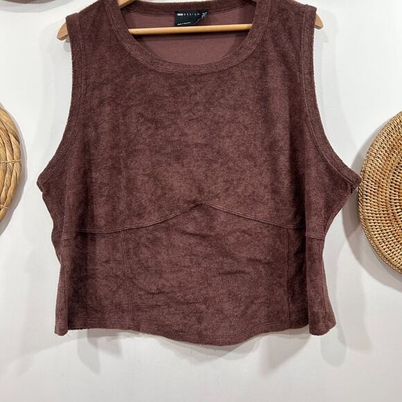 ASOS Curve Neutral Brown Terry Cloth Cropped Tank Top Crop Top Plus Size 20 - Picture 4 of 5